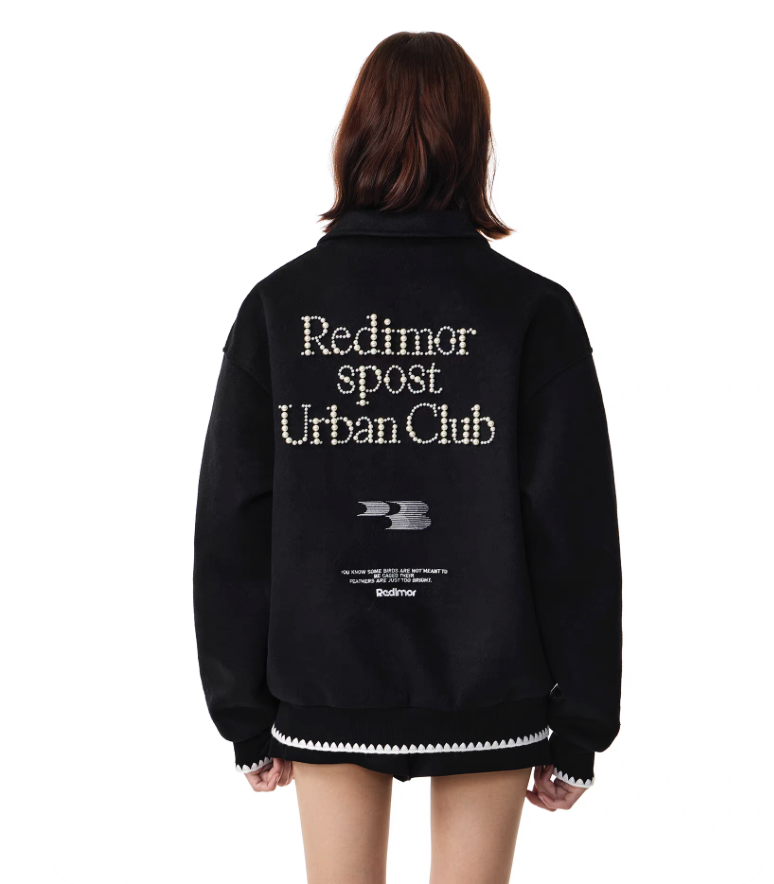 REDIMOR美式钉珠夹克男女秋冬棒球服加厚宽松情侣外套253RZ1300