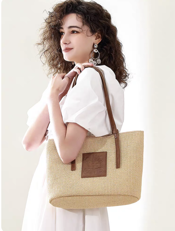 Binnari编织包大容量原创草包百搭海边菜篮子小众女包时尚通勤包